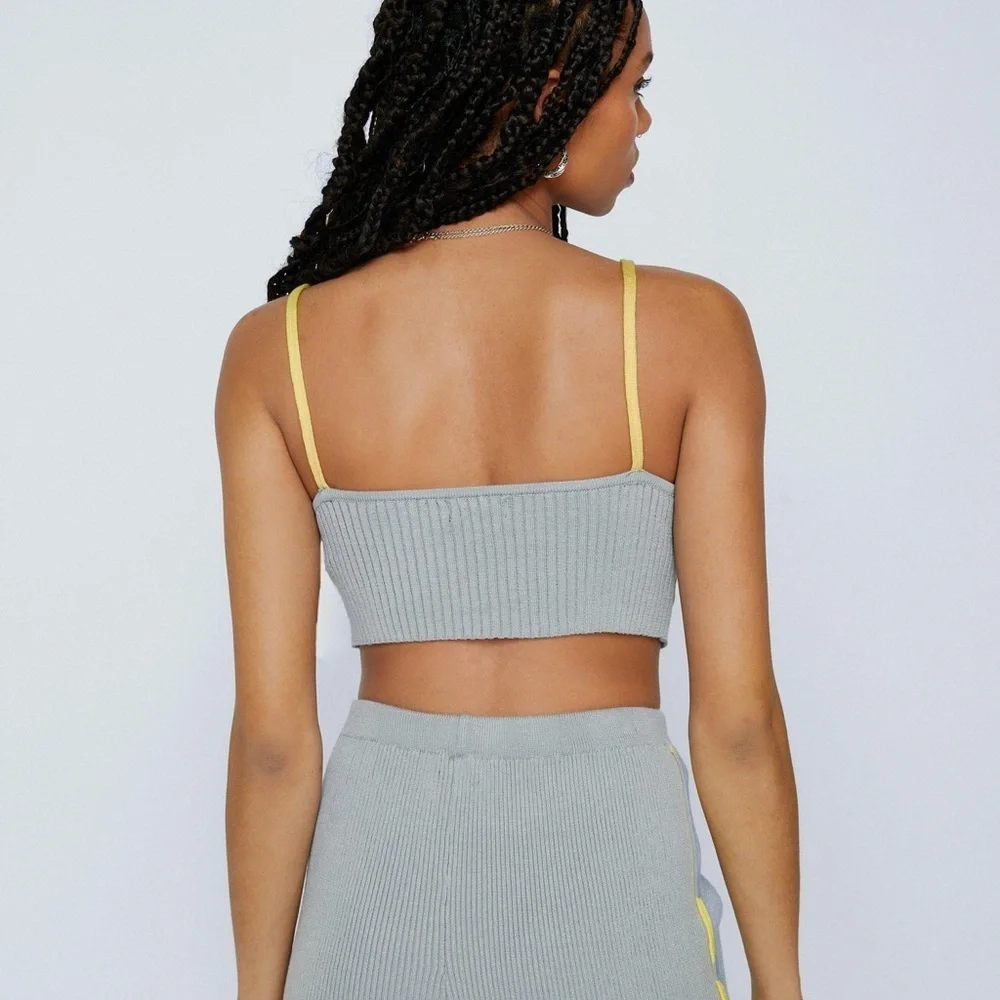 Grey Ribbed Crop Top - Picture 2 of 4